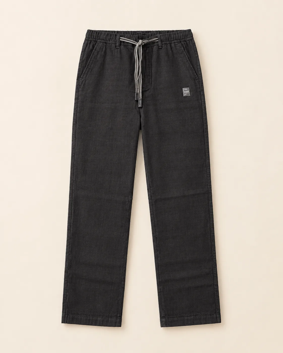 Black linen fabric pants